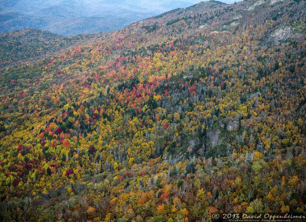 aerial photo of Autumn Colors at Grandfather Mountain State Park along the Blue Ridge Parkway
