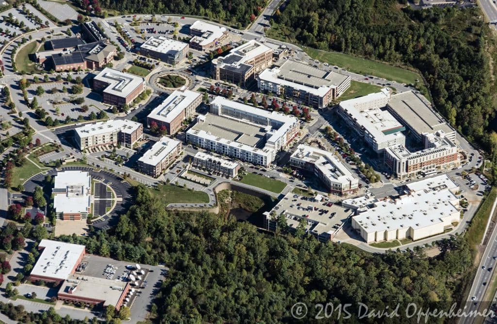 aerial photo of biltmore park town square