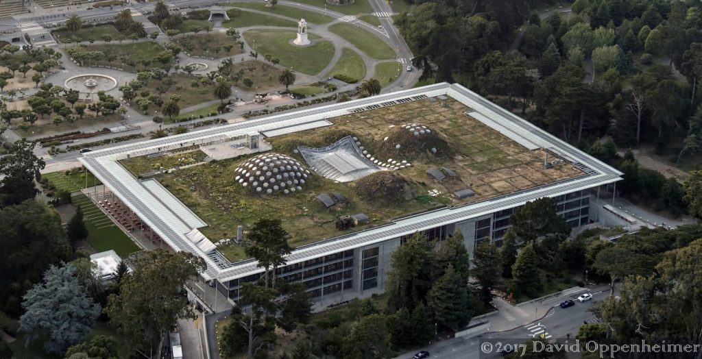 aerial photo of California Academy of Sciences Living Roof in San Francisco