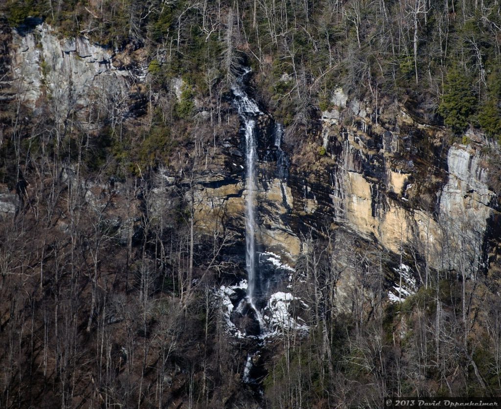 rainbow falls aerial photo in jones gap state park
