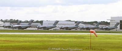 Boeing C-17A Globemaster III jets at Joint Base Charleston - © 2024 David Oppenheimer - Performance Impressions photography archives - https://performanceimpressions.com Boeing C-17 Globemaster III, Boeing C-17, C-17s, Globemaster III, McDonnell Douglas, USAF, Charleston, Joint Base Charleston, Air Force, jets, transport, cargo, military, C-17A, airlift, Boeing, Charleston Air Force Base, base, airport, tarmac, IATA, ICAO, CHS, field, strategic, SAC, 315th Airlift Wing, windsock, wind sock, airport windsock, runway windsock, 437th Airlift Wing, aircraft, planes, Charleston, North Charleston, airport, South Carolina, David Oppenheimer, David Gordon Oppenheimer, United States, color, horizontal, 1-13726821381,