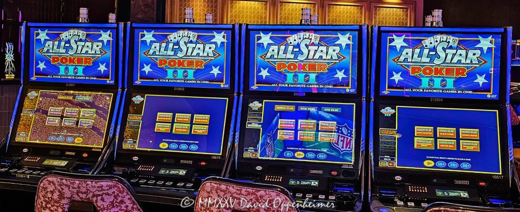 The Venetian casino All-star Poker III machines by IGT in Las Vegas, Nevada - © 2025 David Oppenheimer - Performance Impressions casino photography archives - https://performanceimpressions.com The Venetian, casino, Las Vegas, All-star Poker III, IGT, All-star Poker, poker, digital poker, cards, machines, International Game Technology, gaming, play, slot machines, Nevada, slots, odds, win, gambling, wager, bet, luck, gamble, resort, 3355 S Las Vegas Blvd, 89109, bright, lights, colorful, United States, horizontal, color, 1-14977862771