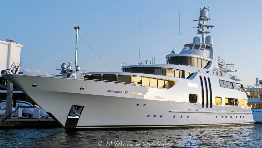 Superyacht ACTA formally Gallant Lady by Feadship in Bahia Mar in Fort Lauderdale Florida