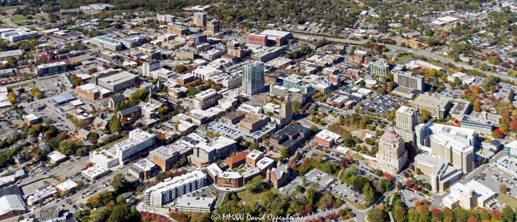 Asheville, North Carolina Downtown Aerial View