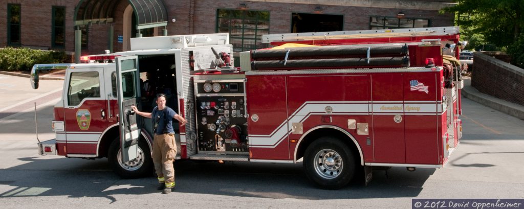 Asheville Fire Department Fireman and Firetruck