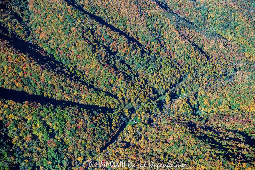 Autumn Colors in Cattle Creek Valley below Fork Mountain on the Blue Ridge Parkway Aerial View