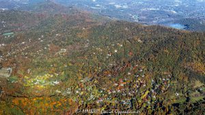 Beaverdam Valley and Elk Mountain in North Asheville with Autumn Colors Aerial View