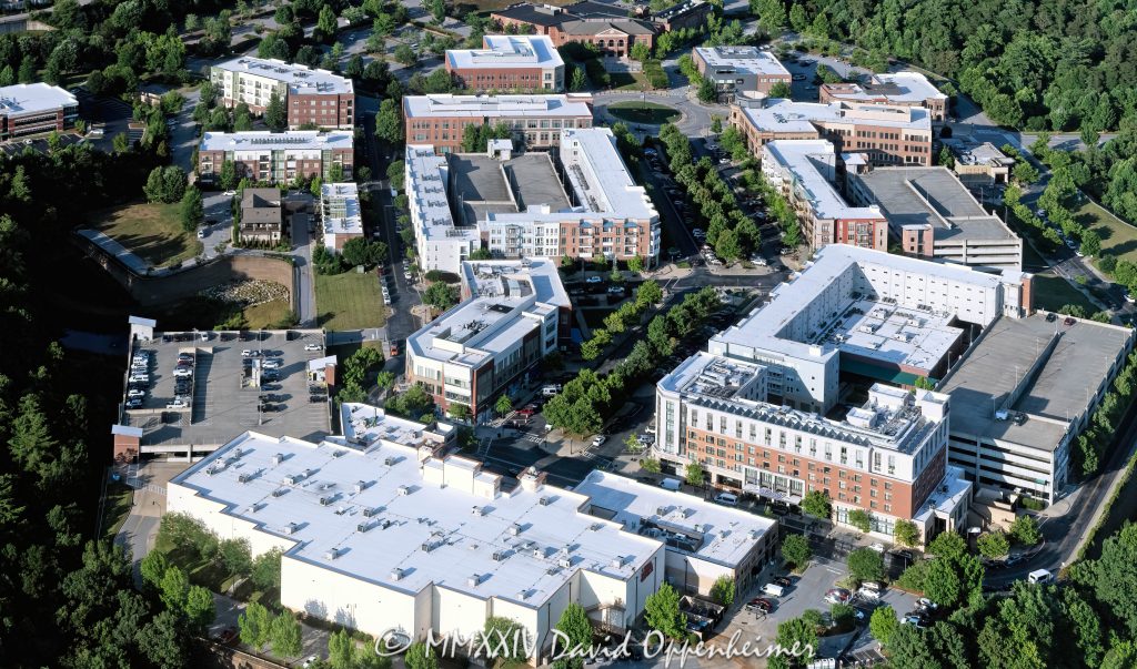 Biltmore Park Town Square in Asheville North Carolina Aerial View