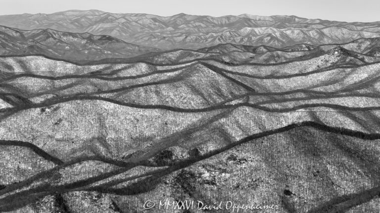 Blue Ridge Mountains Snow Ridgelines Aerial View