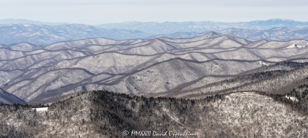 Blue Ridge Mountains WNC snow aerial view