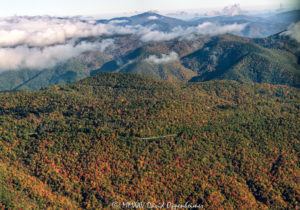 Blue Ridge Parkway Plott Balsam Overlook autumn colors aerial view 7677 1