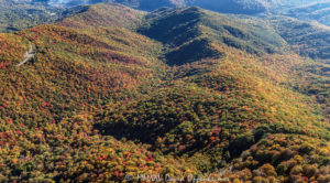 Blue Ridge Parkway Steestachee Bald and Rocky Branch Ridge Hazelwood WNC autumn colors aerial 7427 1