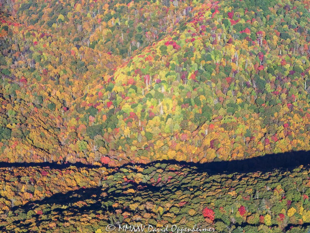 Aerial View of Yellowstone Prong: Vibrant Folded Ridgelines Along the Blue Ridge Parkway