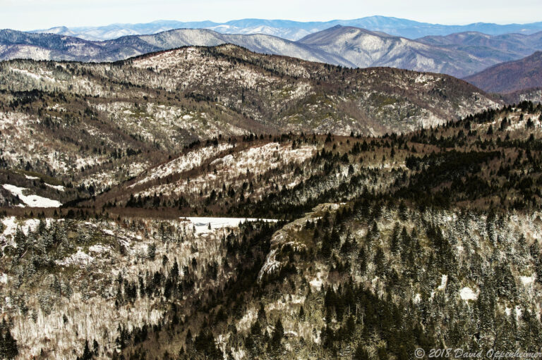 Blue Ridge Parkway snow Devils Courthouse aerial