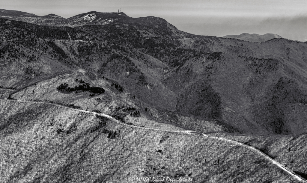 Blue Ridge Parkway snow aerial