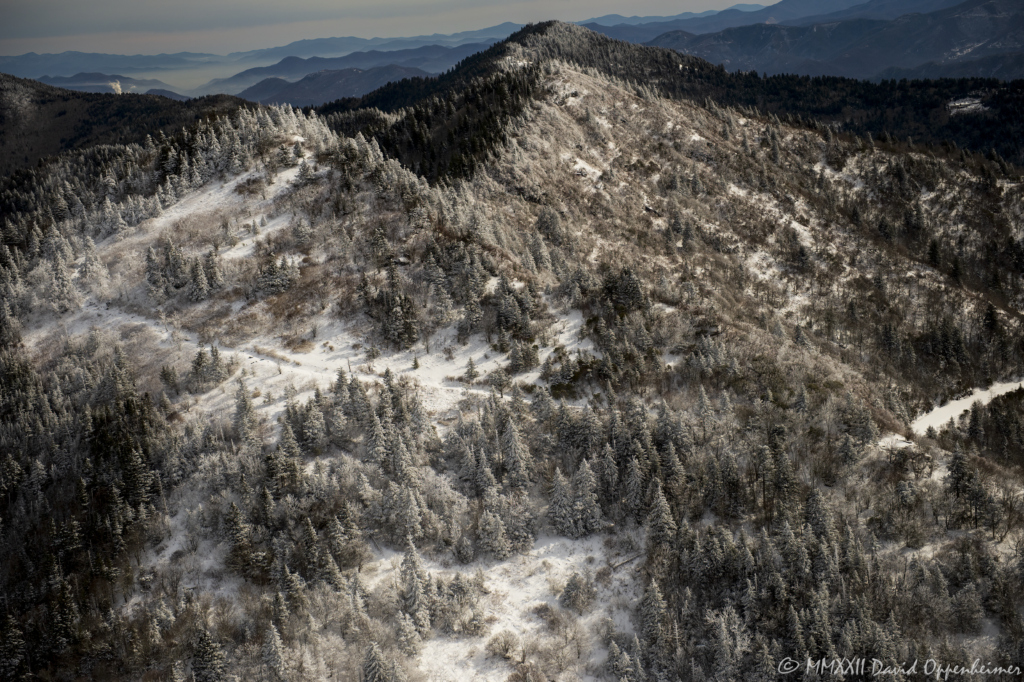 Blue Ridge Parkway with snow Waterrock Knob