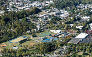 Brevard College and Downtown Brevard North Carolina aerial view 8073 1