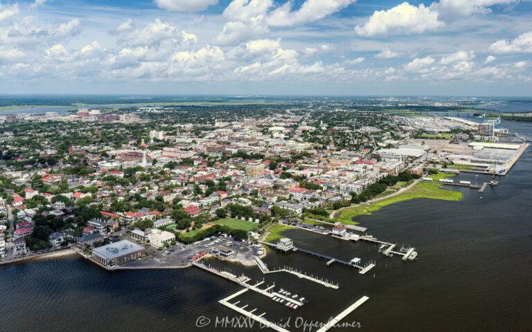 Charleston South Carolina skyline aerial view