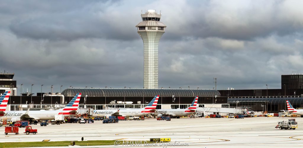 Chicago O’Hare International Airport Terminal 3 with American Airlines Jets
