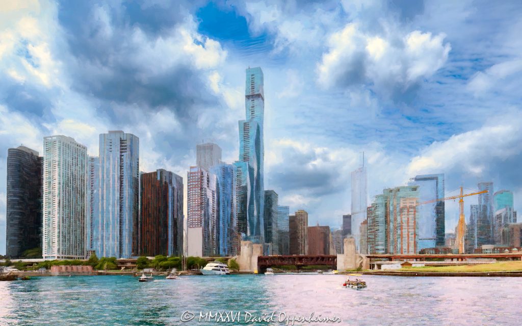 Chicago Skyline over Lake Michigan in Impressionistic Summer Light