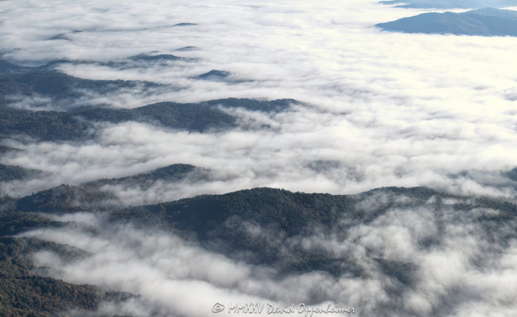 Cloud Inversion in the Blue Ridge Mountains in Western North Carolina Aerial View