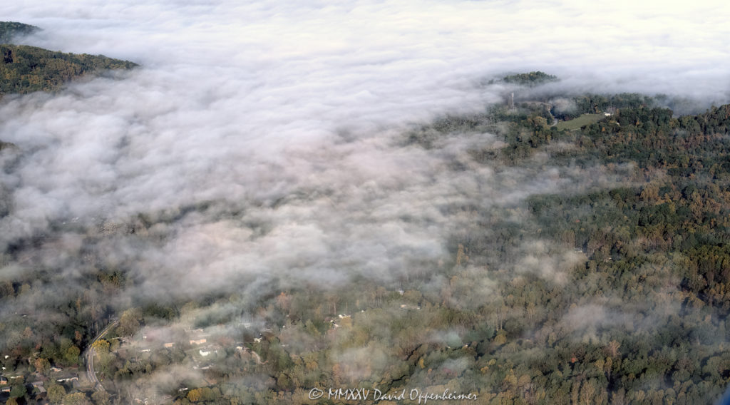 Cloud Inversion over Horse Shoe and Mountain Home in Henderson County North Carolina Aerial View
