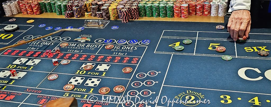 Craps Table Gambling at The Venetian Casino in Las Vegas Craps table gambling at The Venetian casino in Las Vegas, Nevada - © 2025 David Oppenheimer - Performance Impressions travel photography archives - https://performanceimpressions.com The Venetian, casino, Las Vegas, craps, craps table, dice, chips, casino chips, money, roll of the dice, roll the dice, dice game, roll, table, gaming, play, Nevada, odds, win, gambling, wager, bet, luck, gamble, resort, 3355 S Las Vegas Blvd, 89109, United States, horizontal, color, 1-14977862771