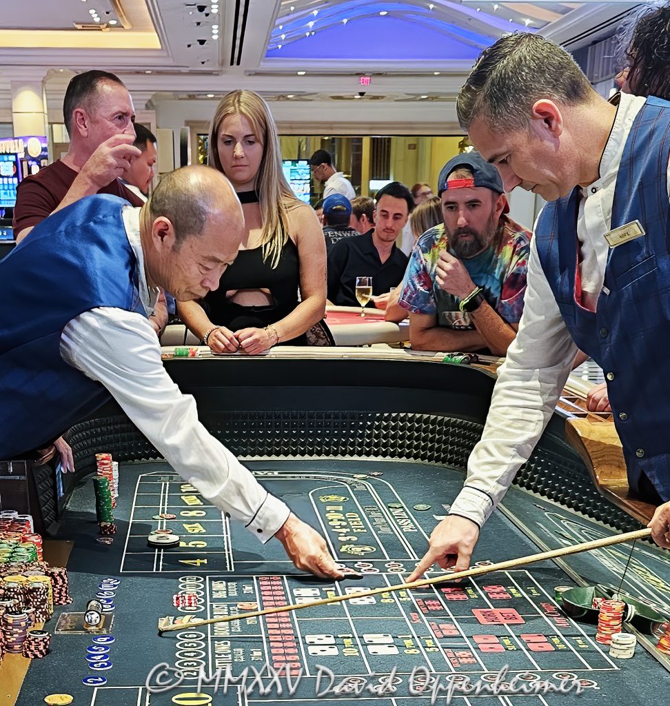 Craps Table Gambling at The Venetian Casino in Las Vegas Craps table gambling at The Venetian casino in Las Vegas, Nevada - © 2025 David Oppenheimer - Performance Impressions travel photography archives - https://performanceimpressions.com The Venetian, casino, Las Vegas, craps, craps table, dice, chips, casino chips, money, roll of the dice, roll the dice, dice game, roll, table, gaming, play, Nevada, odds, win, gambling, wager, bet, luck, gamble, resort, 3355 S Las Vegas Blvd, 89109, United States, vertical, color, 1-14977862771