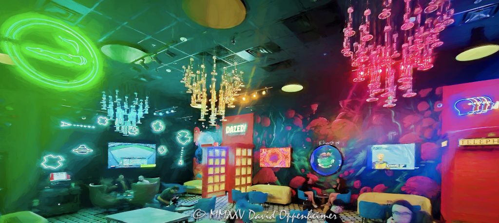Dazed! Lounge at Planet 13 Cannabis Dispensary in Las Vegas Dazed! Lounge at Planet 13 cannabis consumption lounge and dispensary in Las Vegas, Nevada - © 2025 David Oppenheimer - Performance Impressions cannabis photography archives - https://performanceimpressions.com Dazed! Lounge, Dazed!, Dazed Lounge, Planet 13, Planet 13 Las Vegas, Planet 13 consumption lounge, consumption, consumption lounge, first, largest, free, freedom, cannabis, weed, marijuana, dispensary, cannabis dispensary, 2548 W Desert Inn Rd, Suite 100, NV 89109, Las Vegas, shop, dispensary lounge, 420, 420 friendly, smoking lounge, smoking, smoke shop, smoke, puff, vape, blazing, blaze, burn one, twist one, doobie, legal cannabis, legal, Vegas nightlife, bongs, bong chandeliers, cannabis culture, marijuana lounge, interior design, shopping, Vegas, Las Vegas Strip, entertainment, vacation, escape, dream, trippy, psychedelic, bar, weed bar, retail, store, Vegas dispensary, Nevada dispensary, recreational cannabis, legal weed, cannabis bar, neon, blacklight, cannabis lounge, art, fine art, artwork, painting, Nevada, Nevada photography, colorful, wall art, United States, horizontal, colorful, color, 1-14993092111