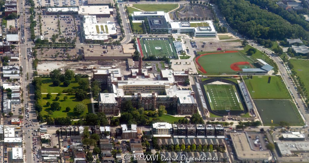 DePaul College Prep and Lane Stadium Chicago Aerial Photo