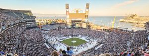 Deadheads at Dead & Company Final Tour at Oracle Park stadium in San Francisco, California on July 15, 2023 - © 2024 David Oppenheimer - Performance Impressions photography archives - https://performanceimpressions.com Dead & Company, Dead & Company Final Tour, Final Tour, tour, Oracle Park, Grateful Dead, crowd, entrance, enter, stadium, baseball field, baseball diamond, San Francisco Bay, field, seats, bleachers, seating, hippies, San Francisco, people, fans, deadheads, packed, packed crowd, California, line, SoMA, building, architecture, baseball stadium, Willie Mays Plaza, 94107, Populous, HOK Sport, HOK Sport Venue Event, outside, O’Doul Gate, Lefty O'Doul Gate, Third Street, gate, concert, concert photography, David Oppenheimer, 1-13985601741,