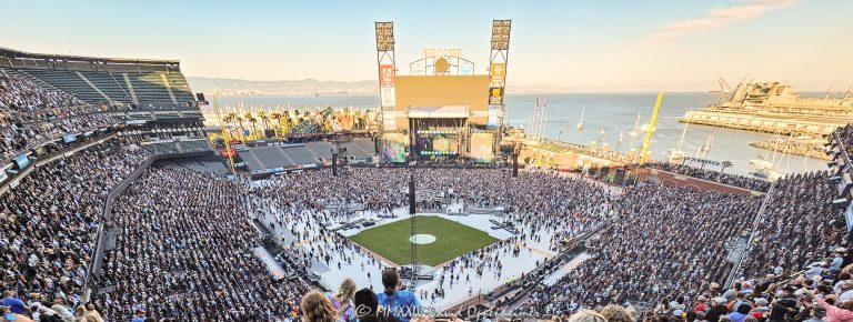 Deadheads at Dead & Company Final Tour at Oracle Park stadium in San Francisco, California on July 15, 2023 - © 2024 David Oppenheimer - Performance Impressions photography archives - https://performanceimpressions.com Dead & Company, Dead & Company Final Tour, Final Tour, tour, Oracle Park, Grateful Dead, crowd, entrance, enter, stadium, baseball field, baseball diamond, San Francisco Bay, field, seats, bleachers, seating, hippies, San Francisco, people, fans, deadheads, packed, packed crowd, California, line, SoMA, building, architecture, baseball stadium, Willie Mays Plaza, 94107, Populous, HOK Sport, HOK Sport Venue Event, outside, O’Doul Gate, Lefty O'Doul Gate, Third Street, gate, concert, concert photography, David Oppenheimer, 1-13985601741,