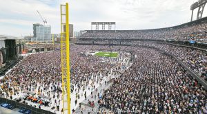 Deadheads at Dead & Company Final Tour at Oracle Park stadium in San Francisco, California on July 16, 2023 - © 2024 David Oppenheimer - Performance Impressions photography archives - https://performanceimpressions.com Dead & Company, Dead & Company Final Tour, Final Tour, tour, Oracle Park, Grateful Dead, crowd, entrance, enter, stadium, baseball field, baseball diamond, San Francisco Bay, field, seats, bleachers, seating, hippies, San Francisco, people, fans, deadheads, packed, packed crowd, California, line, SoMA, building, architecture, baseball stadium, Willie Mays Plaza, 94107, Populous, HOK Sport, HOK Sport Venue Event, outside, O’Doul Gate, Lefty O'Doul Gate, Third Street, gate, concert, concert photography, David Oppenheimer, 1-13985601741,