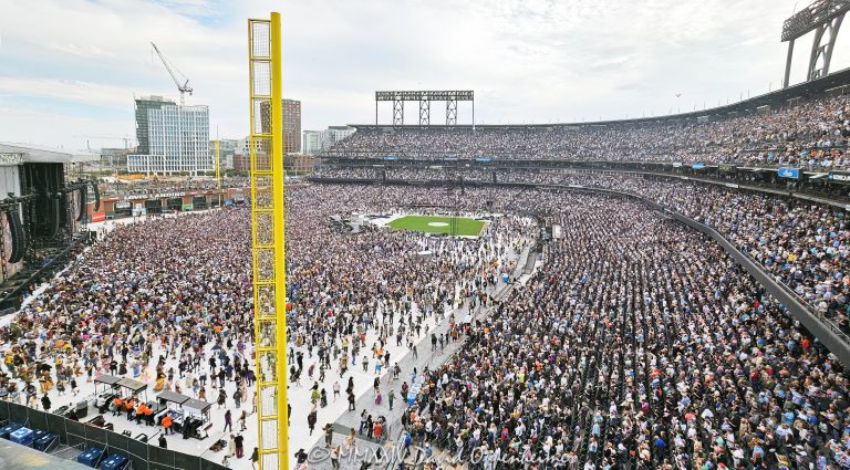 Deadheads at Dead & Company Final Tour at Oracle Park stadium in San Francisco, California on July 16, 2023 - © 2024 David Oppenheimer - Performance Impressions photography archives - https://performanceimpressions.com Dead & Company, Dead & Company Final Tour, Final Tour, tour, Oracle Park, Grateful Dead, crowd, entrance, enter, stadium, baseball field, baseball diamond, San Francisco Bay, field, seats, bleachers, seating, hippies, San Francisco, people, fans, deadheads, packed, packed crowd, California, line, SoMA, building, architecture, baseball stadium, Willie Mays Plaza, 94107, Populous, HOK Sport, HOK Sport Venue Event, outside, O’Doul Gate, Lefty O'Doul Gate, Third Street, gate, concert, concert photography, David Oppenheimer, 1-13985601741,