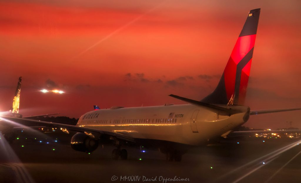 Delta Air Lines Boeing 737 Jet N831DN at Hartsfield Jackson Atlanta International Airport at Sunset