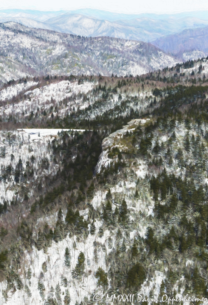 Devils Courthouse NC Blue Ridge Parkway snow aerial