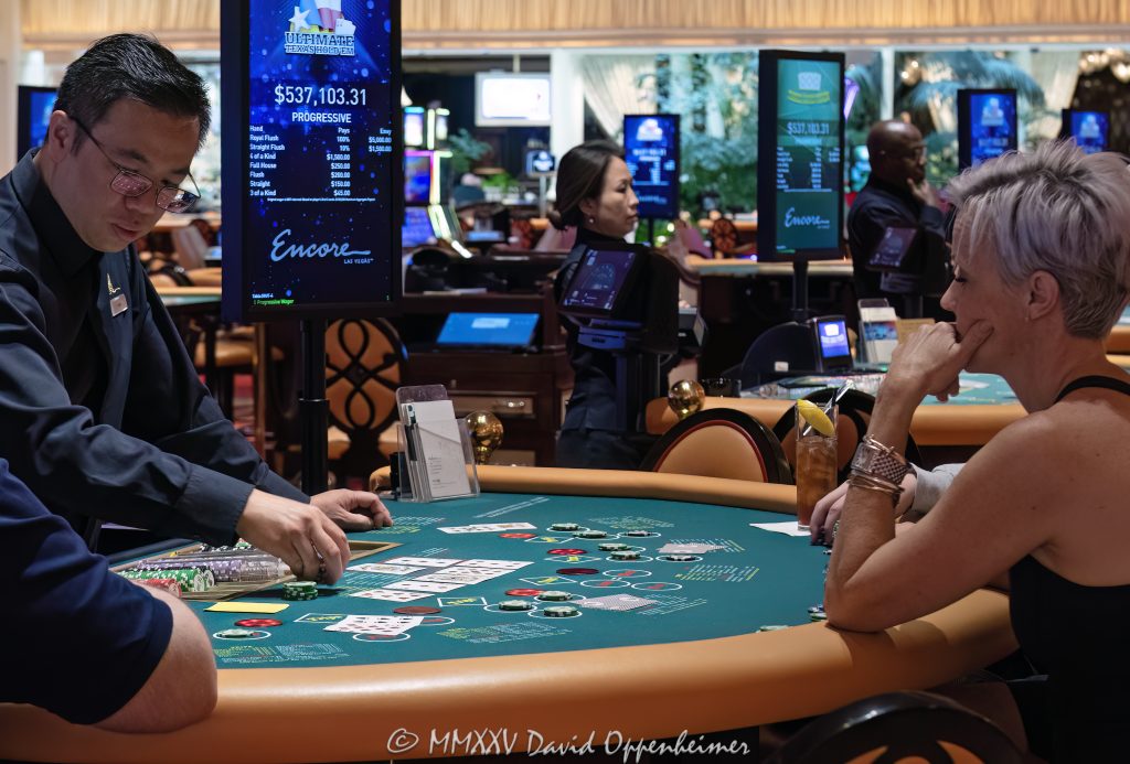 Texas Hold-Em Table at Encore Las Vegas Resort and Casino Texas Hold-Em table at Encore Las Vegas Resort and Casino in Las Vegas, Nevada - © 2025 David Oppenheimer - Performance Impressions casino photography archives - https://performanceimpressions.com Encore, Texas Hold-Em, Texas Holdem, poker, poker table, Encore Casino, Encore Las Vegas, Encore Resort, Encore Vegas, Encore at Wynn, Wynn, Wynn Las Vegas, Wynn Resort, Wynn Casino, Wynn Resorts, casino, casino table, gaming, play, betting, bet, wager, win, odds, luck, poker hand, playing cards, dealer, tournament, strategy, poker chips, casino chips, gambling, luxury casino, table game, card game, casino floor, entertainment, luxury gaming, Nevada casino, Las Vegas, Vegas, Las Vegas Strip, 3131 Las Vegas Blvd S, 89109, 3355 S Las Vegas Blvd, 89109, hotel, resort, luxury, five star, vacation, Nevada, Nevada photography, United States, vertical, color, 1-14993092111