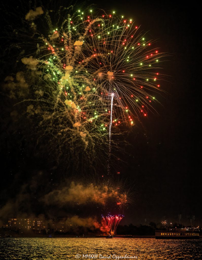 Fireworks over Charleston Harbor, South Carolina on the Fourth of July