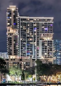 Flow Fort Lauderdale Hotel at 301 SW 1st Ave on the New River section of the Intracoastal Waterway in Fort Lauderdale, Florida - © 2024 David Oppenheimer - Performance Impressions photography archives - https://performanceimpressions.com Flow Fort Lauderdale, Sonder at Riverwalk, extended stay, Sonder, Sonder Holdings, short-term, Society Las Olas, Las Olas, GDC, GDC Premier, Adache Group, Adache Group Architects, Flow, 301 SW 1st Ave, tower, hotel, resort, beach, luxury condos, luxury waterfront condos, 33301, Riverwalk, Fort Lauderdale, building, skyscraper, rental, luxury, balconies, condos, residences, New River, architecture, real estate, Fort Lauderdale real estate, luxury apartments, Florida, facade, waterfront, luxury real estate, dock, dockage, Intracoastal, Intracoastal Waterway, South Florida, Broward County, contemporary, modern, exclusive, resort-style, colorful, sunset, palm trees, tropical, river, riverfront, ocean, seawall, city, night, lights, lighting, lit up, Atlantic, David Oppenheimer, color, vertical, United States, VAu 1-530-124, 1-13553735171,