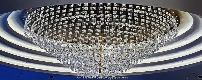 Chandelier at the Fontainebleau Las Vegas in Las Vegas, Nevada - © 2025 David Oppenheimer - Performance Impressions travel photography archives - https://performanceimpressions.com chandelier, Fontainebleau Las Vegas, Fontainebleau, lighting, Nevada, bowtie, logo, design, lights, crystal, crystal chandelier, Morris Lapidus, resort, casino, Vegas, art deco, Fontainebleau Development, Jeffrey Soffer, Carlos Zapata Studio, Bowtie Hospitality, bowtie, hospitality, Maurice Wooden, Koch Real Estate Investments, casino, Las Vegas, money, gaming, play, Nevada, odds, win, gambling, wager, bet, luck, gamble, resort, 2777 South Las Vegas Boulevard, 89109, United States, horizontal, color, 1-14977862771
