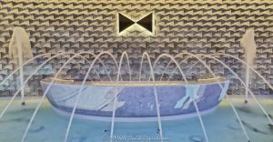 Water fountain at the Fontainebleau Las Vegas entrance in Las Vegas, Nevada - © 2025 David Oppenheimer - Performance Impressions travel photography archives - https://performanceimpressions.com fountain, water fountain, Fontainebleau Las Vegas, Fontainebleau, Fontainebleau Las Vegas fountain, water, waterfall, marble, sculpture, lighting, bowtie, logo, design, lights, crystal, crystal chandelier, Morris Lapidus, resort, casino, Vegas, art deco, Fontainebleau Development, Jeffrey Soffer, Carlos Zapata Studio, Bowtie Hospitality, bowtie, hospitality, Maurice Wooden, Koch Real Estate Investments, Las Vegas, money, gaming, play, Nevada, odds, win, gambling, wager, bet, luck, gamble, resort, 2777 South Las Vegas Boulevard, 89109, United States, horizontal, color, 1-14977862771