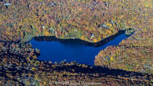 Grandfather Lake in Linville, North Carolina with Autumn Colors Aerial View