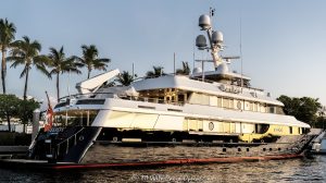 Helios 2 superyacht by Palmer Johnson Yachts in Bahia Mar in Fort Lauderdale, Florida - © 2024 David Oppenheimer - Performance Impressions photography archives - https://performanceimpressions.com Helios 2, yacht, superyacht, Palmer Johnson, Sparkman & Stephens, Patrick Knowles, Stanley Hubbart, Dennis Mehiel, US Corrugated, Helios, Global Ship Systems, megayacht, yachting, ship, vessel, motor yacht, Bahia Mar, Freedom Boat Club, marina, Fort Lauderdale, Florida, Bahia Mar Yachting Center, boat, waterfront, real estate, Fort Lauderdale real estate, dock, dockage, Intracoastal, Intracoastal Waterway, private, prestigious, decks, South Florida, Broward County, modern, exclusive, luxury yacht, resort-style, outdoor living, New River, East Fort Lauderdale, architecture, sunset, palm trees, tropical, New River Sound, harbor, deepsea, deepwater, deep water, David Oppenheimer, color, horizontal, United States, VAu 1-530-124, 1-13553735171,