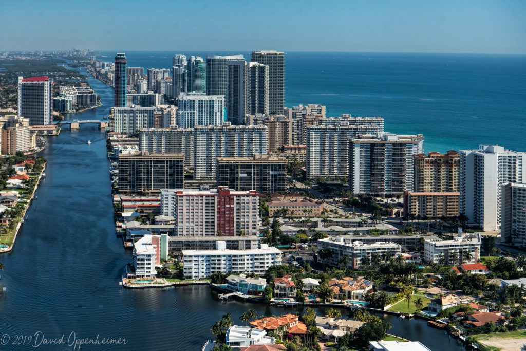 Hallandale Beach and Hollywood Beach Florida Skyline Aerial