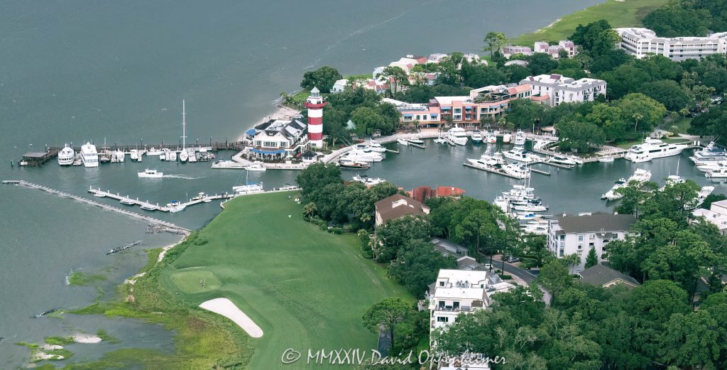 Harbour Town Lighthouse on Hilton Head Island Aerial View