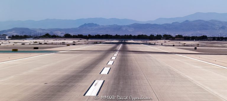 Harry Reid International Airport Runway 26R/8L in Las Vegas, Nevada - © 2025 David Oppenheimer - Performance Impressions aviation photography archives - https://performanceimpressions.com Harry Reid International Airport, runway, Runway 26R, 26R/8L, Runway 26R/8L, takeoff, landing, approach, mountains, Las Vegas Strip, Las Vegas, Las Vegas skyline, skyline, Vegas Airport, Las Vegas Airport, McCarran International Airport, airport, LAS, KLAS, terminal, planes, jets, aviation, travel, Nevada, daytime, visit, transportation, flight, tarmac, air travel, Clark County, tourism, visit, hotels, casinos, resorts, Paradise, Aviation Museum, airplanes, aircraft, luxury, real estate, Runway 8L, 5757 Wayne Newton Blvd, NV, 89119, cityscape, vacation, landscape, America, United States, USA, aviation photographer, aviation photography, horizontal, color, 1-14993092111