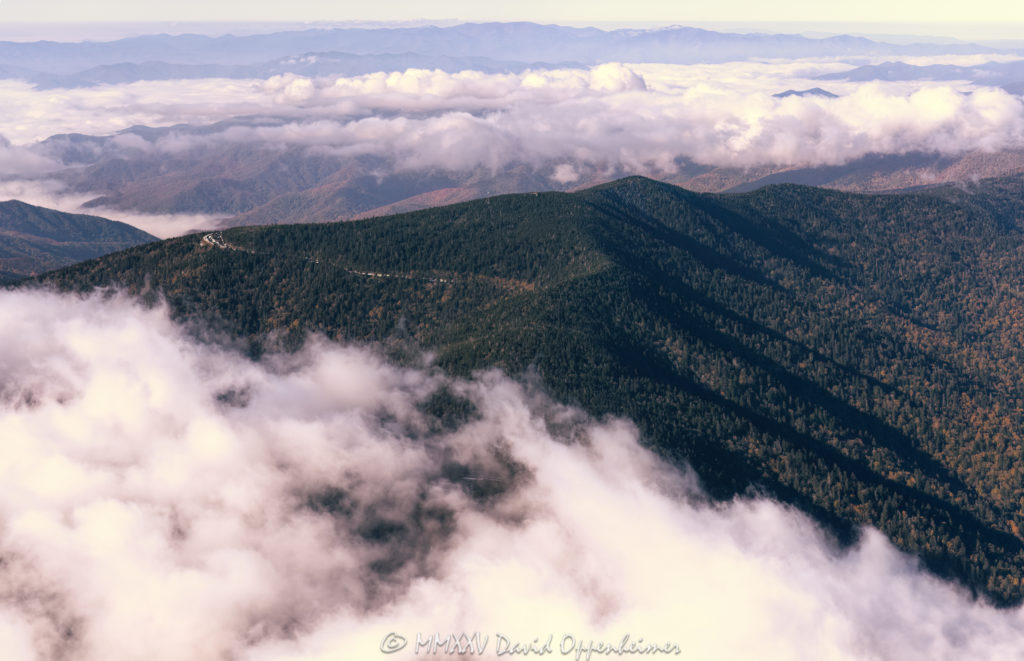 Kuwohi formally Clingmans Dome Observation Tower in the Great Smoky Mountains Aerial View
