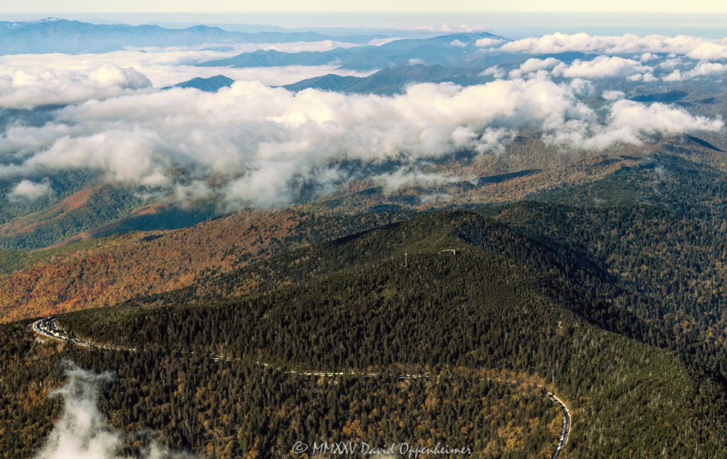 Kuwohi formally Clingmans Dome Observation Tower in the Great Smoky Mountains Aerial View