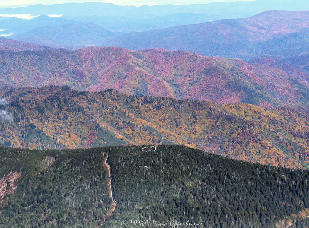 Kuwohi formally Clingmans Dome Observation Tower in the Great Smoky Mountains Aerial View