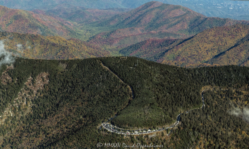 Kuwohi formally Clingmans Dome Observation Tower in the Great Smoky Mountains Aerial View